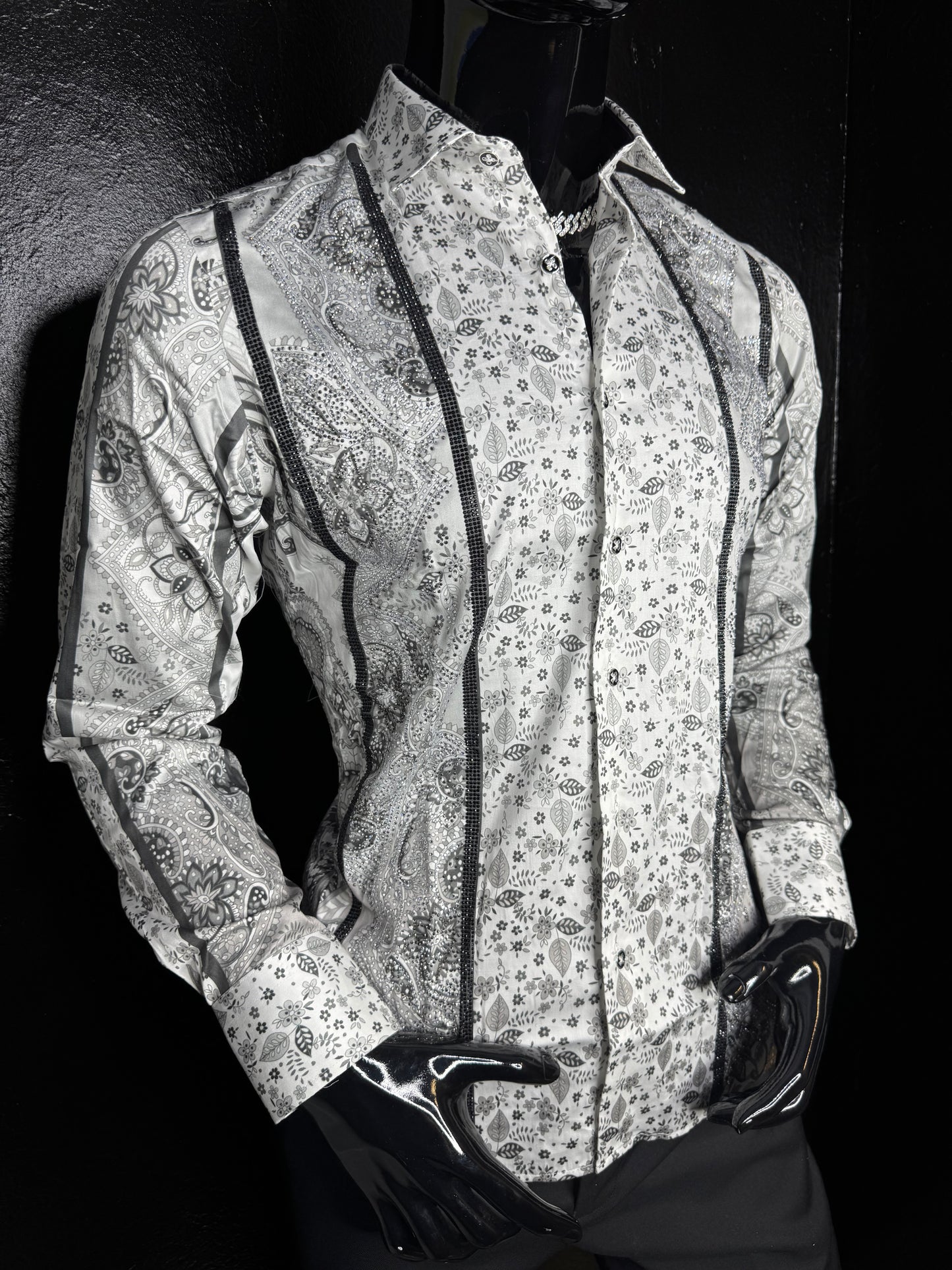 Rhinestone Long Sleeve Dress Shirt