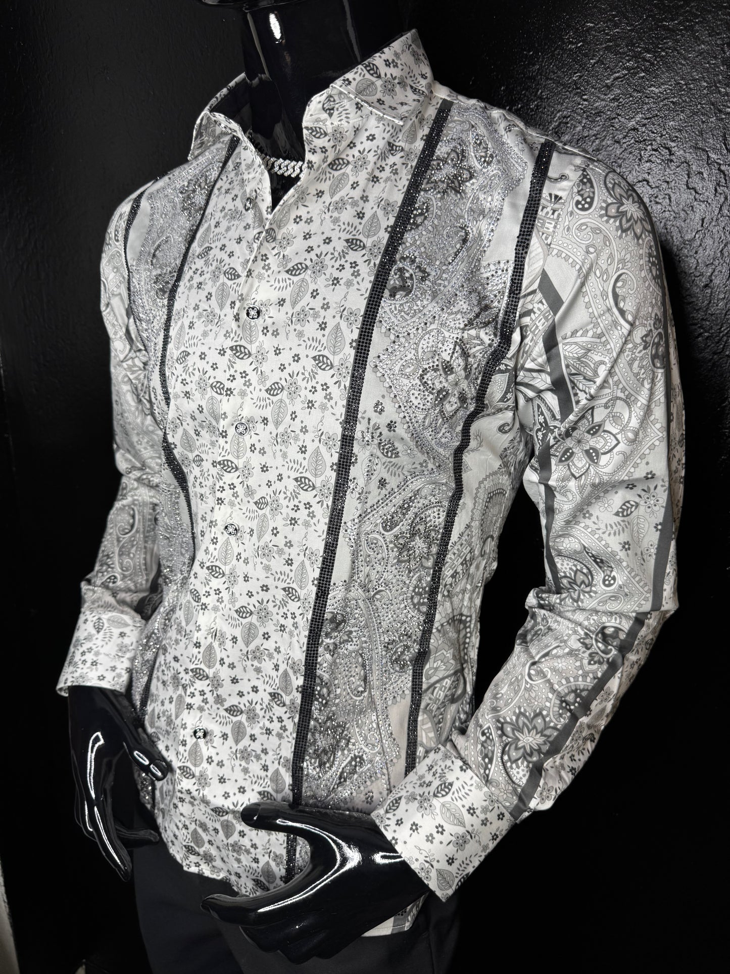 Rhinestone Long Sleeve Dress Shirt