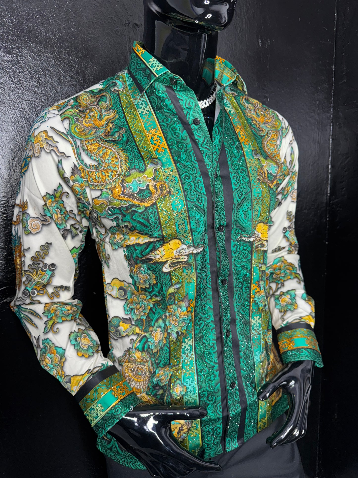 Rhinestone Long Sleeve Dress Shirt