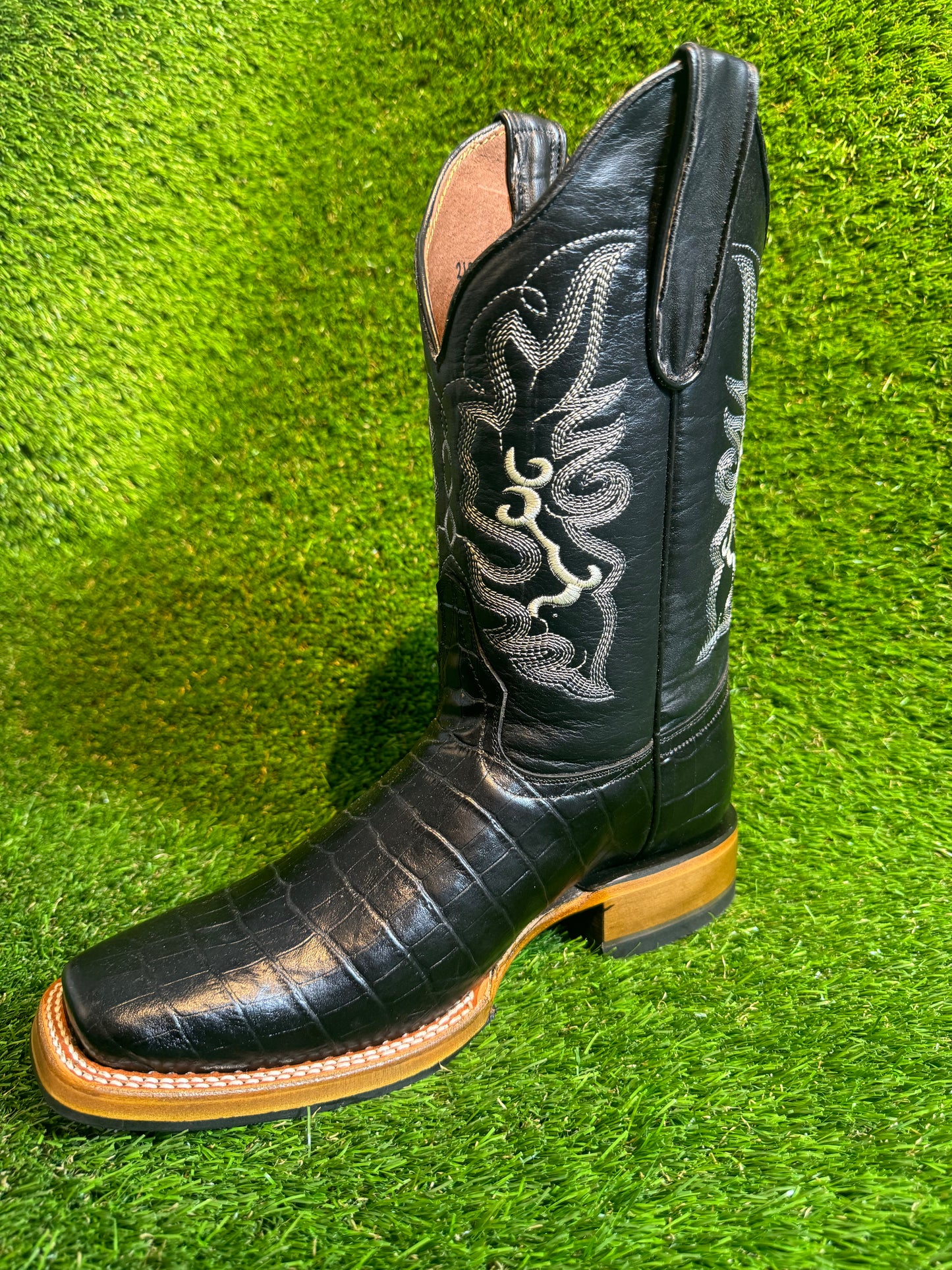Botas de imitación de cocodrilo con diamantes blancos