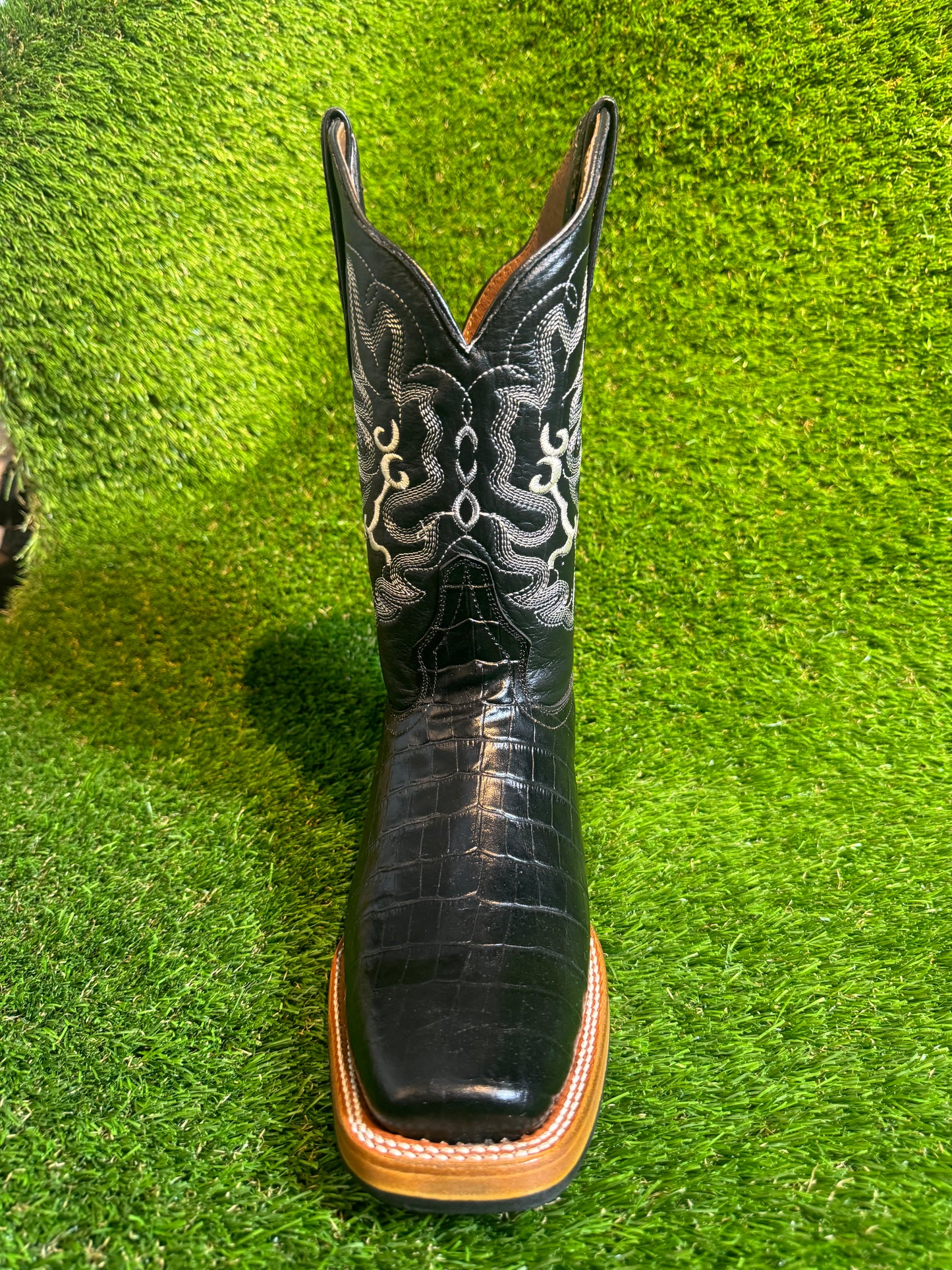 Botas de imitación de cocodrilo con diamantes blancos