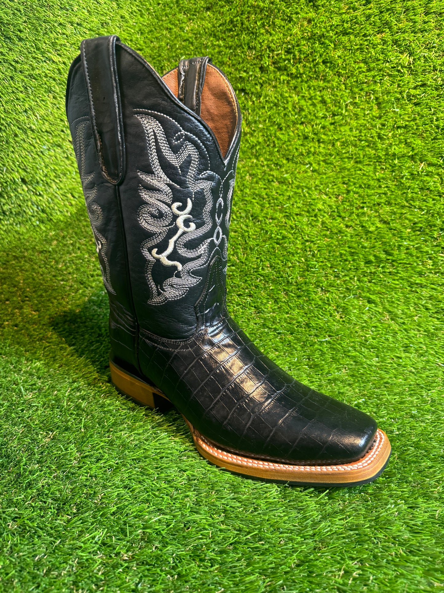 Botas de imitación de cocodrilo con diamantes blancos