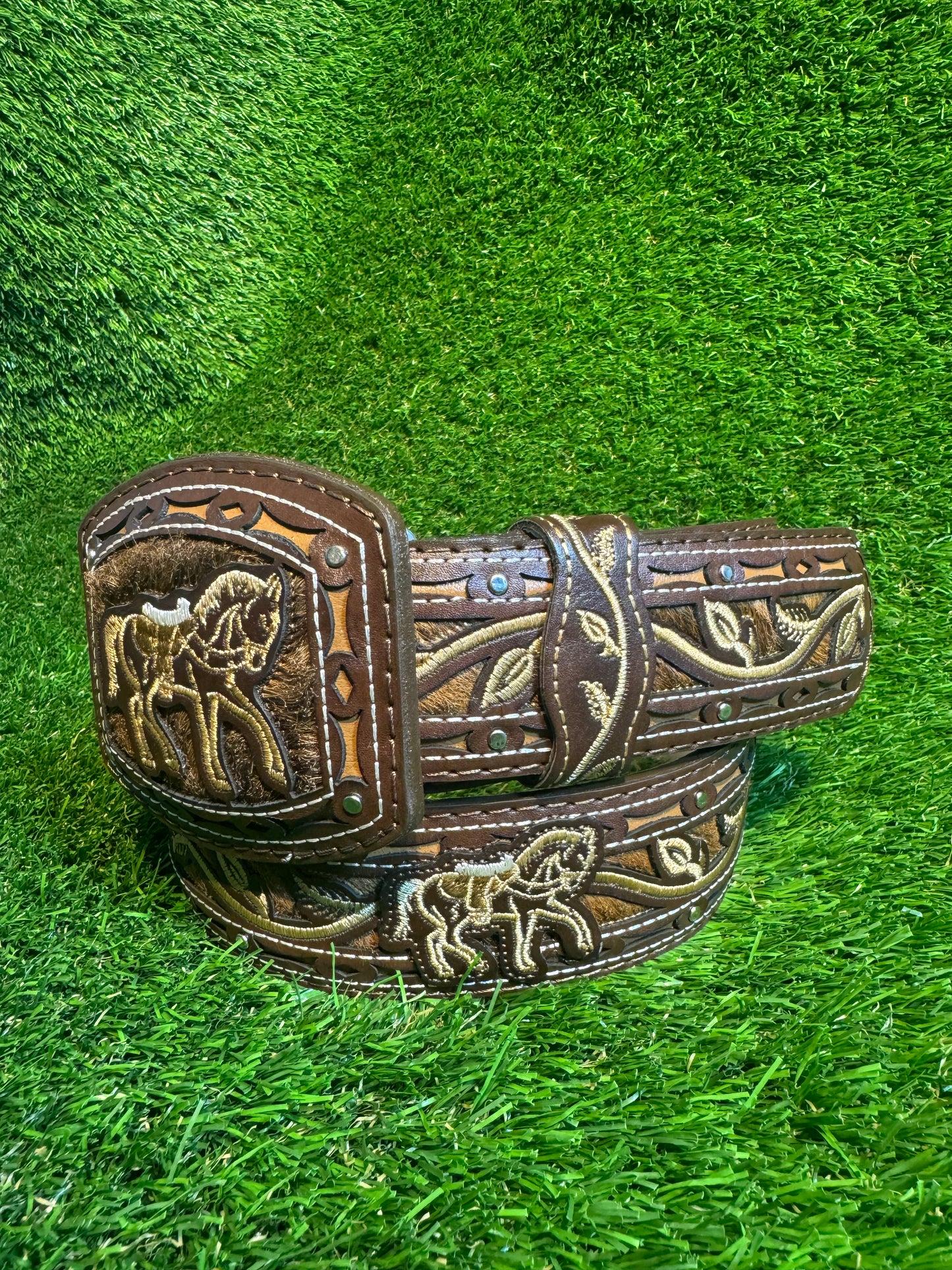 Cinto Lazer Con Pelo De Caballo | Horse Design Lazer Cut Belt