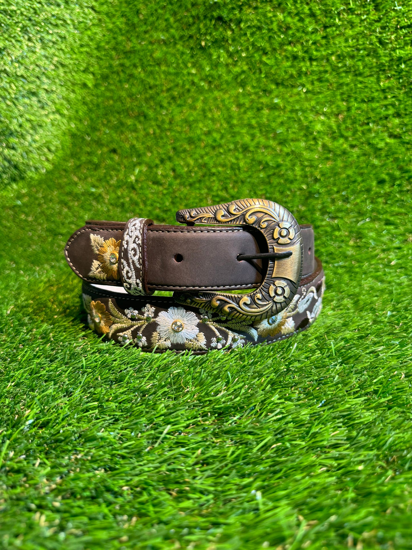 Cinto Floriado De Piel | Womens Original Leather Flower Belt + 1 Color