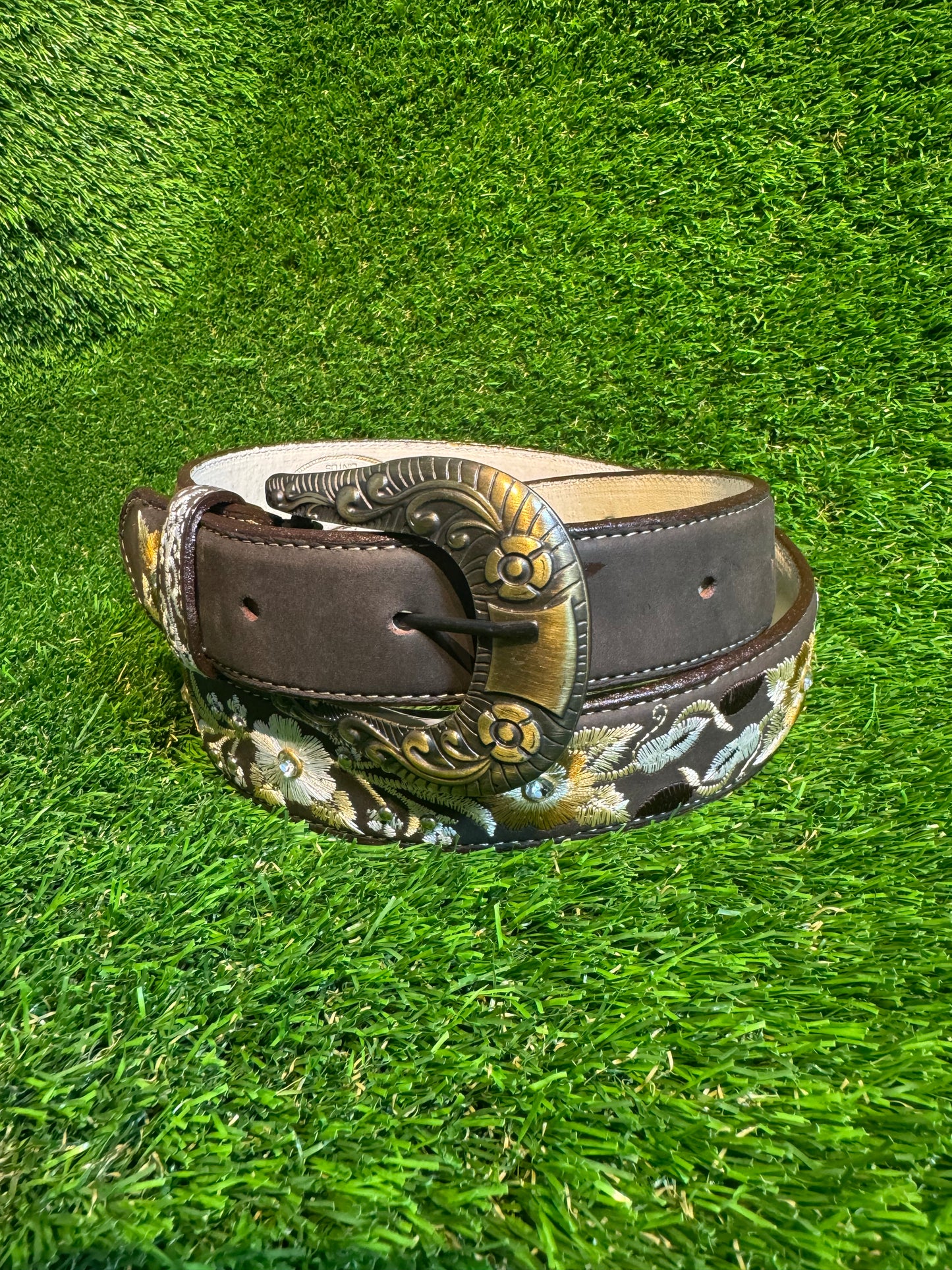 Cinto Floriado De Piel | Womens Original Leather Flower Belt + 1 Color