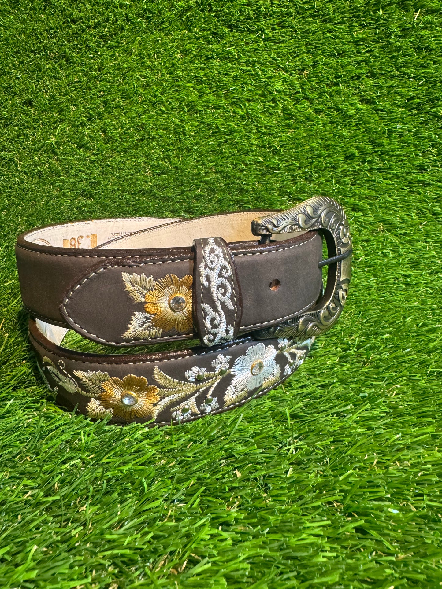 Cinto Floriado De Piel | Womens Original Leather Flower Belt + 1 Color