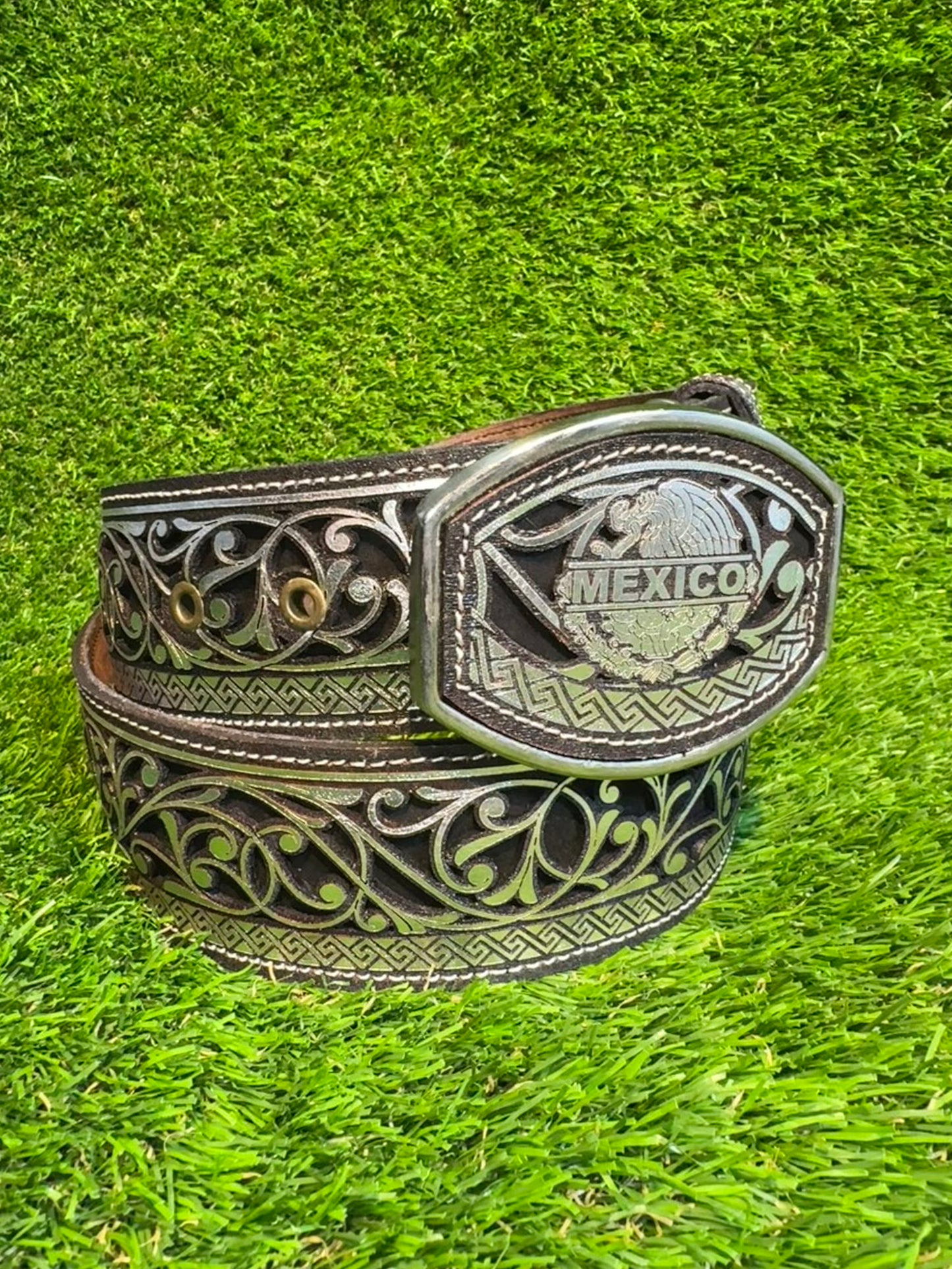 Cinto Lazer Plata Mexico | Lazer Cut Silver Mexico Belt