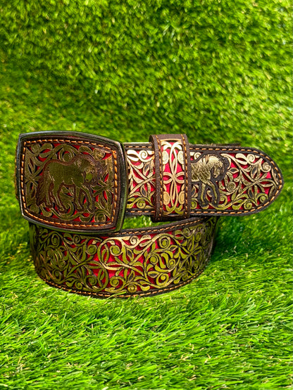Cinto Corte Lazer Oro Diseno Caballo